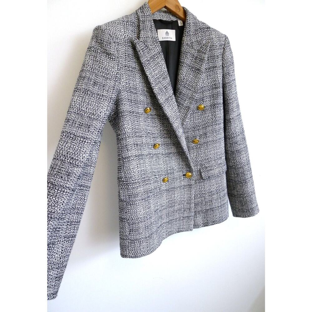 BABATON Tweed Linen-Blend Double-Breasted Index Blazer Jacket XS ARITZIA $228